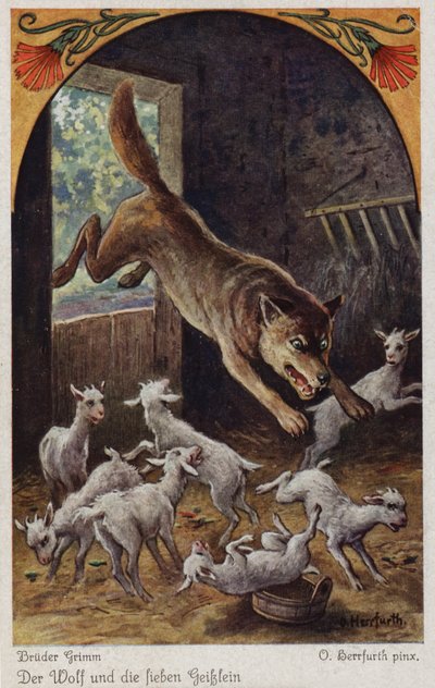 Scene from The Wolf and the Seven Young Kids, by the Brothers Grimm by Oskar Herrfurth