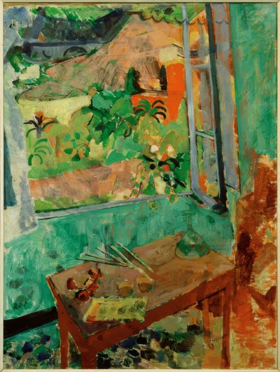 Studio with Window View of House and Bridge, Levanto by Oskar Moll