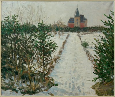 Snowy Landscape with Castle / Church by Oskar Moll