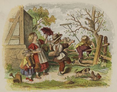 Group of children playing outdoors by Oskar Pletsch