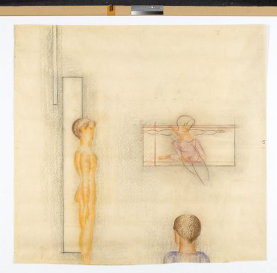 Folkwang Cycle: Group of Three with Floating Figure by Oskar Schlemmer