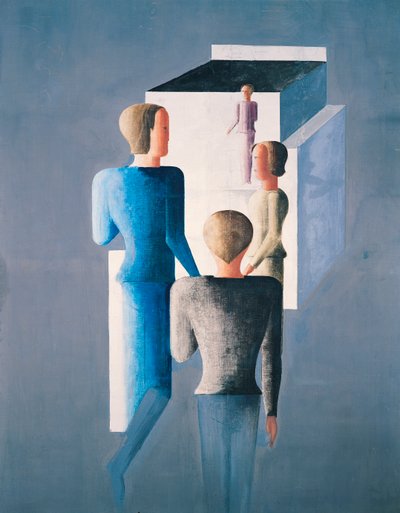 Four Figures and a Cube by Oskar Schlemmer