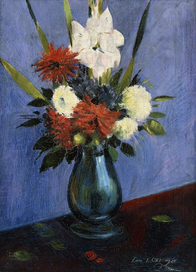 Vase of Flowers with Gladiola and Dahlias by Oskar Schlemmer