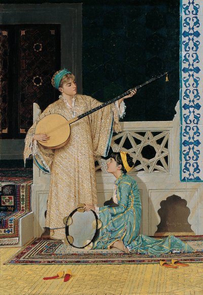 Two Musician Girls, Second Half of the 19th Century by Osman Hamdi Bey