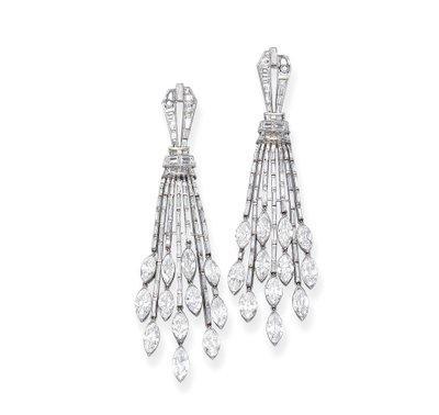 Pair of Art Deco Ear Pendants by Ostertag Ostertag