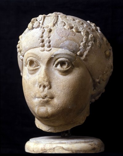 Marble head of Amalasonte, queen of the Ostrogoths, daughter of Theodoric the Great, king of the Ostrogoths by Ostrogothic Ostrogothic