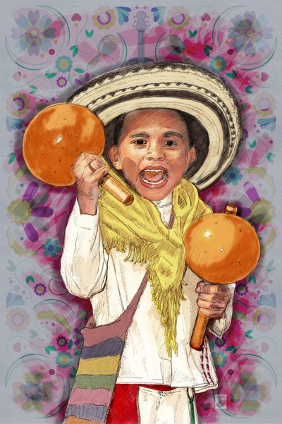 Joyful Boy Playing Maracas by Osvaldo Russo