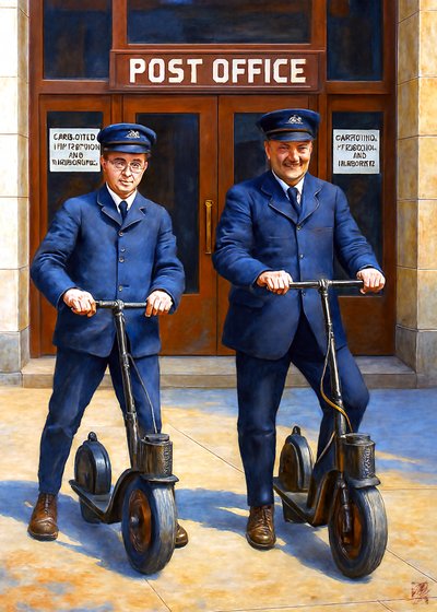 Postmen on Vintage Scooters by Osvaldo Russo