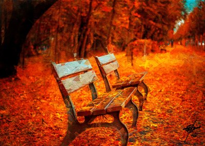 Quiet Autumn Benches by Osvaldo Russo