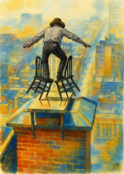 Rooftop Balancing Act by Osvaldo Russo
