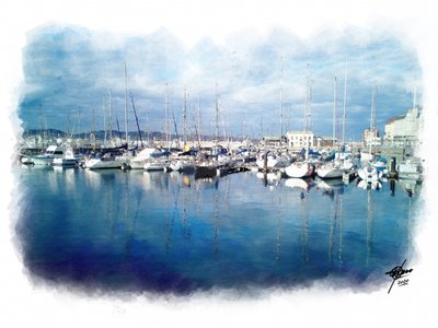 Serene Harbor Reflections by Osvaldo Russo
