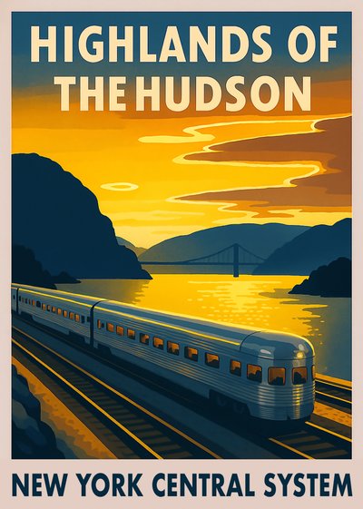 Vintage Hudson Sunset Train by Osvaldo Russo