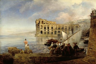 O. Achenbach, Bay of Naples with Queen Anna