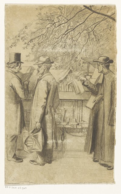 People in Front of a Bookstall on a Quay in Paris by Oswald Heidbrinck