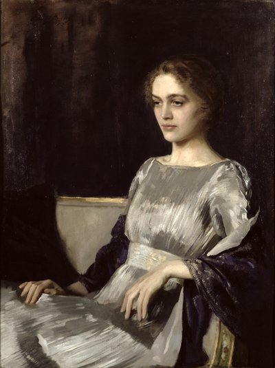 Miss Muriel Gore in a Fortuny Dress by Oswald Hornby Joseph Birley