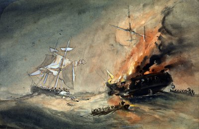 The Minnie Shiffer Rescuing 600 Passengers from the Connaught in the Atlantic on October 8 by Oswald Walters Brierly