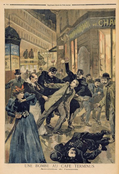 A Bomb at the Cafe Terminus, the Arrest of the Assassin, Illustration from 