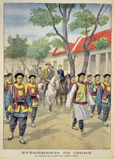 European Foreigners Under Armed Escort by Chinese Regular Soldiers During the Boxer Rebellion of 1899-1901, Illustration from 