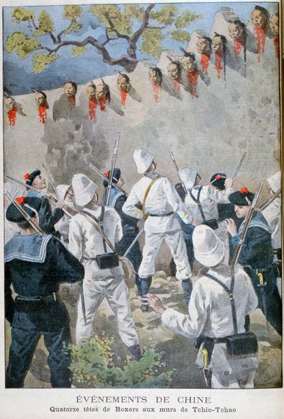 Fourteen Heads of Boxers on the Walls of Tchio-Tchao, China by Oswaldo Tofani