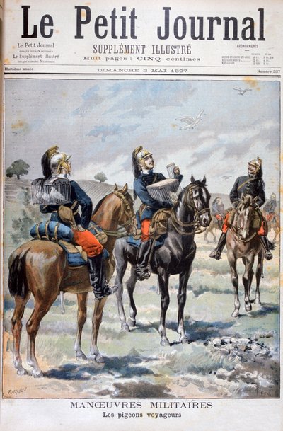 French military manoeuvres: using carrier pigeons to communicate, 1897 by Oswaldo Tofani