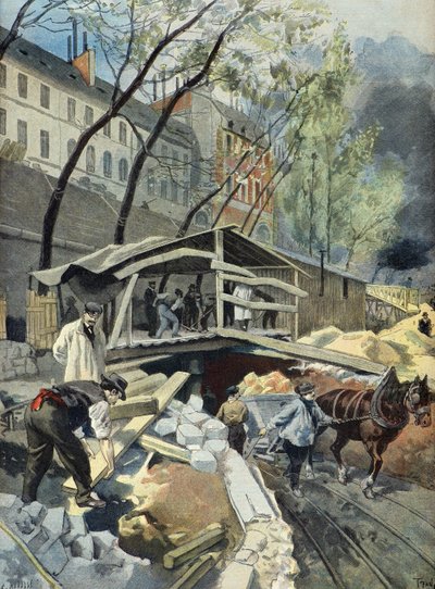 Metropolitan Works in Paris in 1899 (Engraving) by Oswaldo Tofani