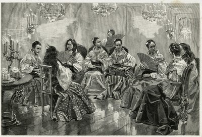 Narcisso Chinese trade fair, Daraga, Philippines. Engraving by Tofani, to illustrate the story 