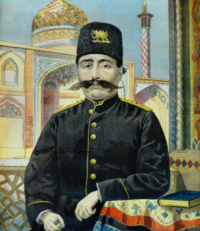 Portrait of Shah of Persia Shah Mozaffer Ed Dine (Engraving) by Oswaldo Tofani