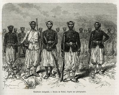 Senegalese riders of the expedition escort (engraving by Tofani, to illustrate the story of 