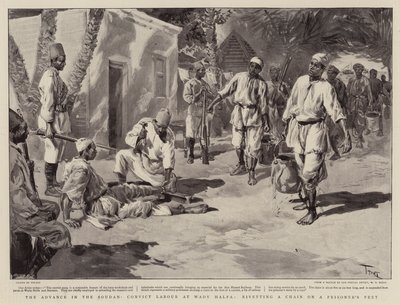 The Advance in the Sudan, Convict Labour at Wady Halfa, Riveting a Chain on a Prisoner