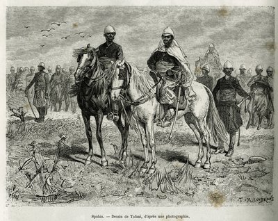 The Spahis of the expedition escort (engraving by Tofani, to illustrate the story of 