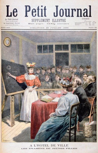 Young girls taking exams in a Town Hall, France, 1895 by Oswaldo Tofani