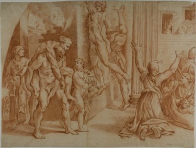Fire in the Borgo (recto); Slight Sketch of the Fire in the Borgo (verso) by Ottaviano Dandini