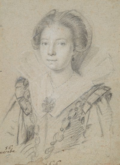 Portrait of a Young Lady of the House of Anjou by Ottavio Leoni