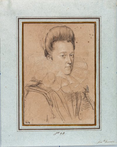 Portrait of Eleonore de Medicis (Eleonora de Medici) (1567-1611) Wife of Vincent I of Gonzague, Duke of Mantua (Vincenzo I Gonzaga, Duke of Mantua) (1562-1612) Drawing by Ottavio Leoni (1578-1630) Genoa, Musei di Strada Nuova, inv 2432 by Ottavio Mario Leoni
