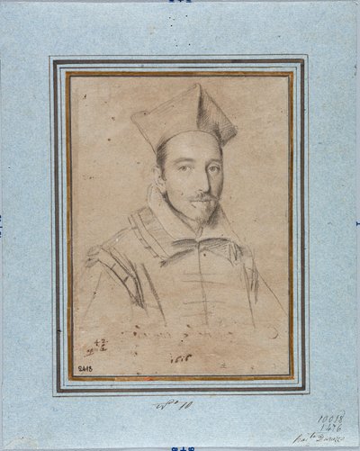 Portrait of Prelate Probably Cardinal Francesco Maria Bourbon Del Monte Santa Maria (1549-1627) Drawing by Ottavio Leoni (1578-1630) 1616 Genoa, Musei di Strada Nuova, Fondo Disegni, inv 2418 by Ottavio Mario Leoni