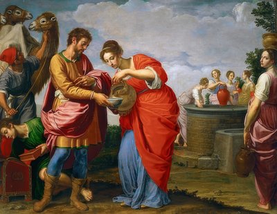 Rebecca and Eliezer at the Well. Around 1626/27 by Ottavio Vannini