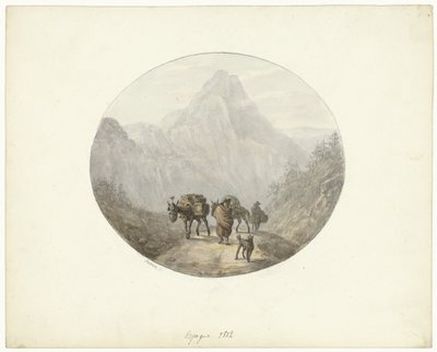 Mountain Landscape in Spain, with Pack Donkeys by Otto Baron Howen