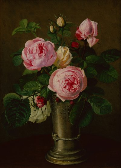Roses in a Pewter Vase by Otto Didrik Ottesen