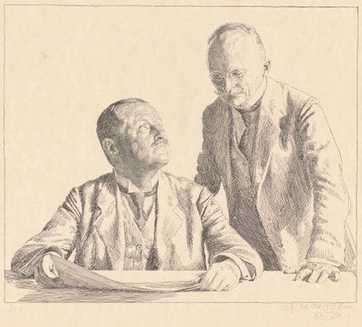 Double Portrait of the Collectors Guido von Usedom and Gustav von Houwald by Otto Greiner (signed by artist)