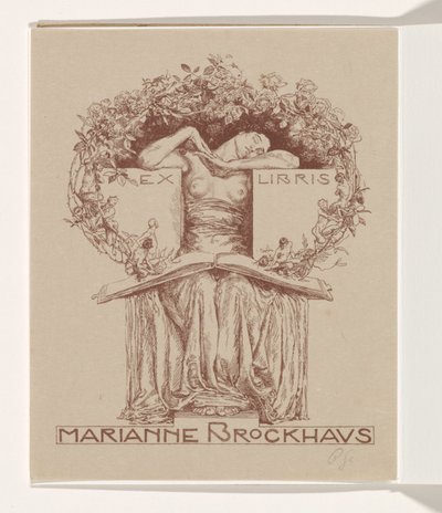 Ex Libris of Marianne Brockhaus by Otto Greiner (signed by artist)
