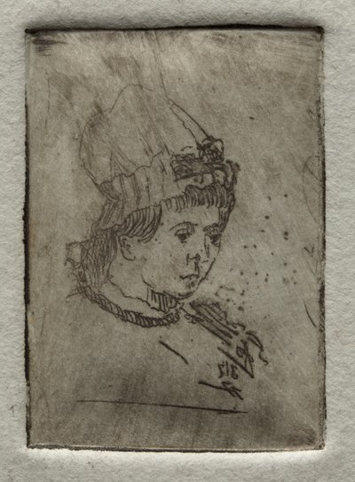 Small Head with Mob Cap by Otto H. Bacher