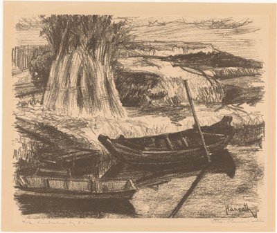 Landscape near Amsterdam by Otto Hanrath (signed by artist)