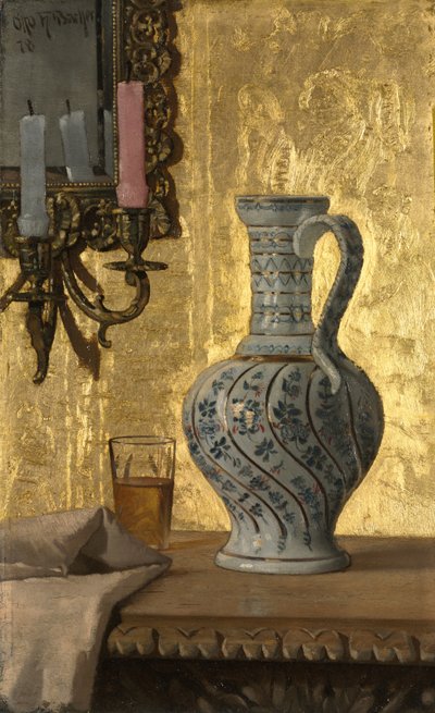 Pitcher and a Glass on a Table by Otto Henry Bacher