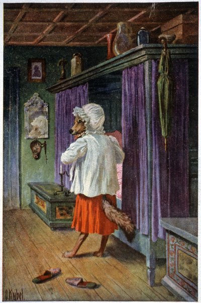 The wolf disguises as Grandmother by Otto Kubel