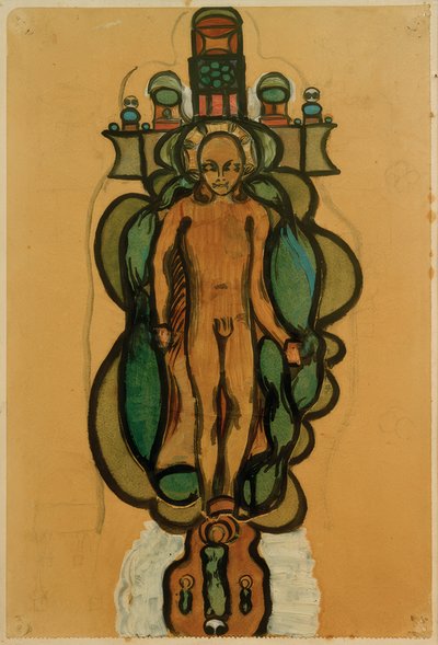 Naked Boy with Halo in the Outline of a Decorated Cross by Otto Meyer Amden