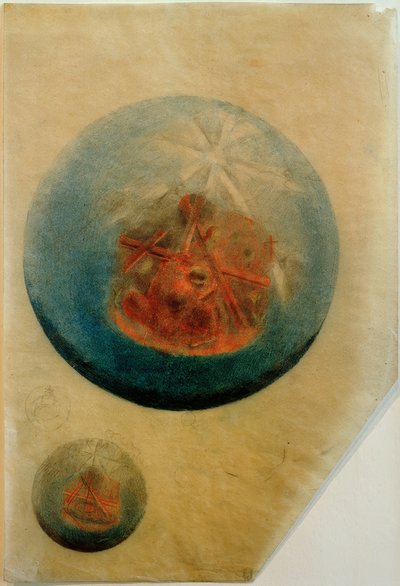 Garden of Paradise in Glass Sphere. Study for the Stained Glass Window in Zwinglihaus Zurich-Wiedikon by Otto Meyer Amden