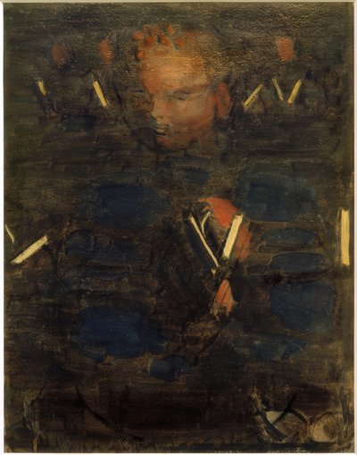 Preparation (Devotion in the Dining Room). Partial Study (Boy with Hymnbook) by Otto Meyer Amden