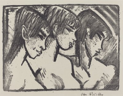Three Girls in Profile by Otto Müller