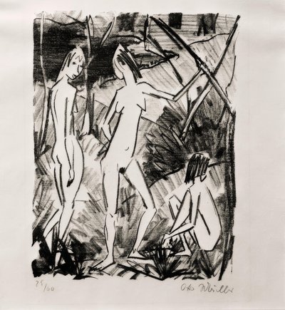 Two Standing and One Sitting Girl by Otto Mueller