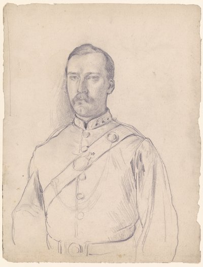Portrait of a Man in Uniform, Half-Length by Otto Scholderer